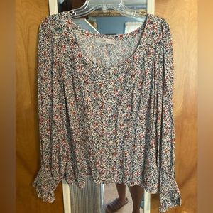 Loft floral long sleeve blouse.